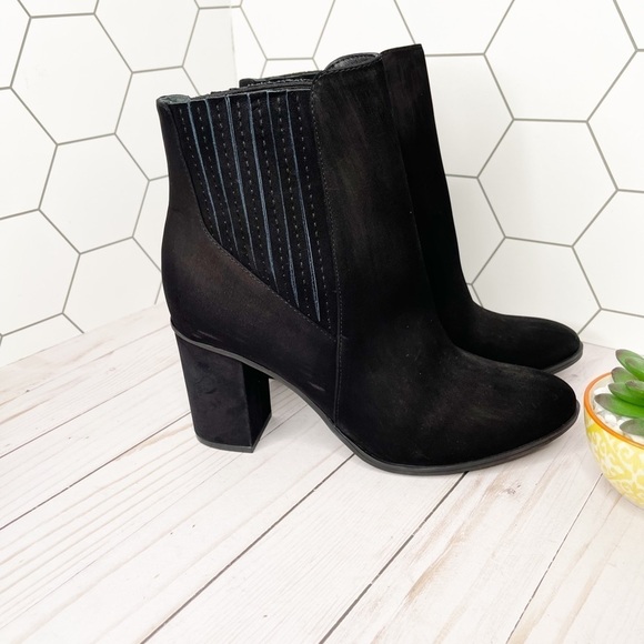 Schutz Fabrica Y2K Millennial Black Suede Block Heel Sock Ankle Boots Size 10 - Picture 2 of 5